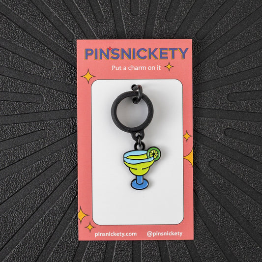 Pinsnickety Margarita crop charm in front of a black background