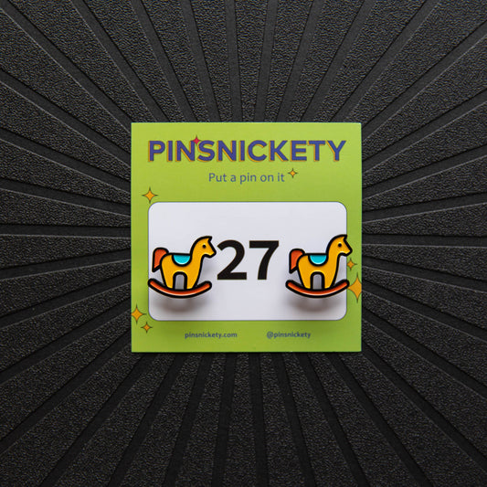 Pinsnickety Rocking Horse horse show number pins on their product packaging card