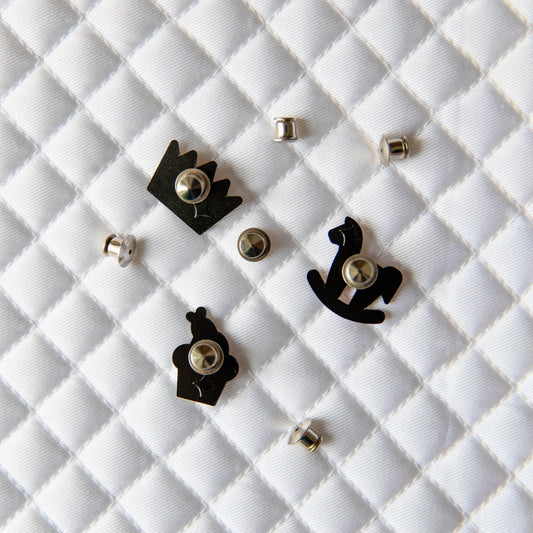 Extra deluxe locking clasps for Pinsnickety pins in traditional silver