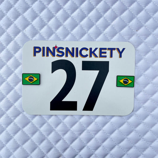 pinsnickety brazil flag horse show number pins on a saddle pad