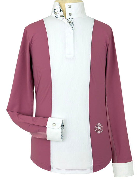 Girls "Luna II" Dark Pink with Unicorns Long Sleeve Performance Show Shirt