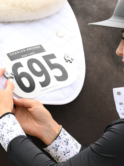 Ladies "Luna II" Black with Unicorns Long Sleeve Performance Show Shirt