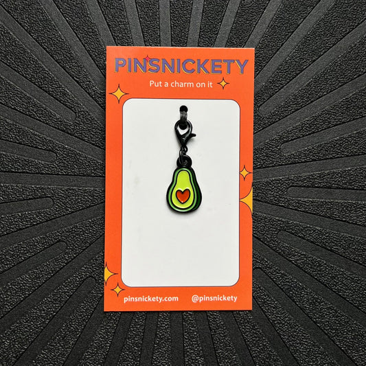 pinsnickety avocado braid and bridle charm on a black background