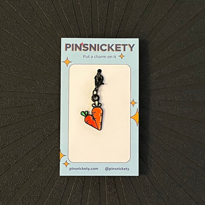 pinsnickety carrot braid and bridle charm on a black background