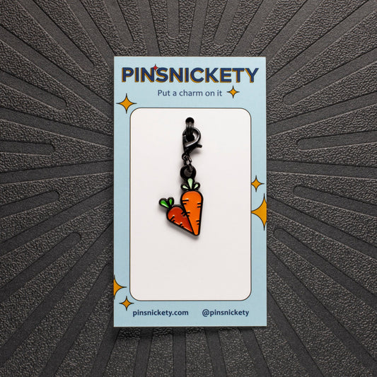 pinsnickety carrot braid and bridle charm on a black background