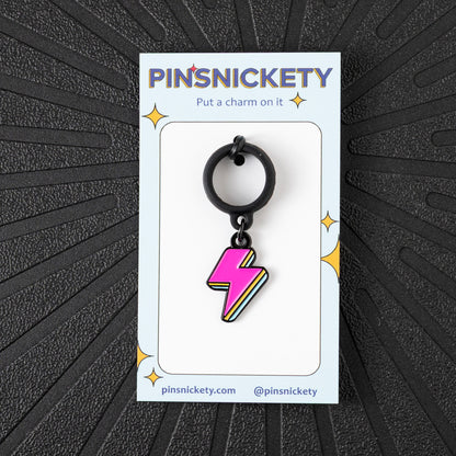 Pinsnickety Lightning Bolt crop charm in front of a black background