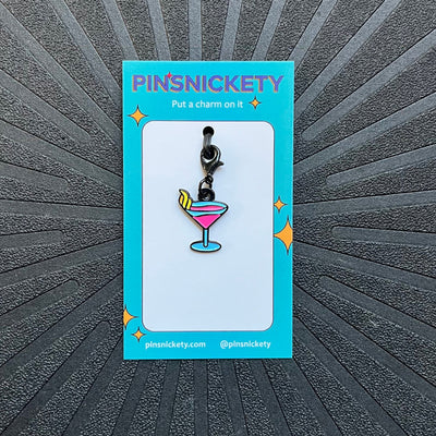 pinsnickety martini cosmo bridle charm on a black background