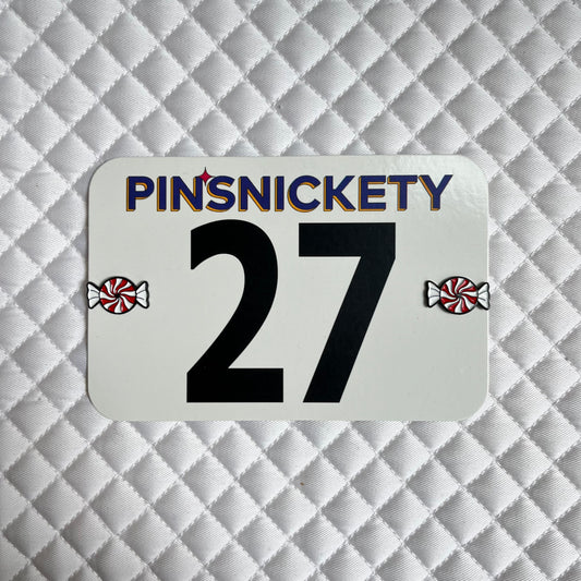 pinsnickety peppermint horse show number pins on a saddle pad