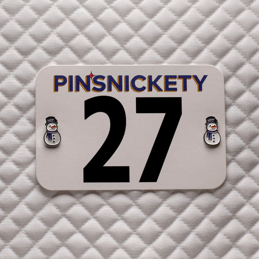 pinsnickety snowman horse show number pins on a saddle pad