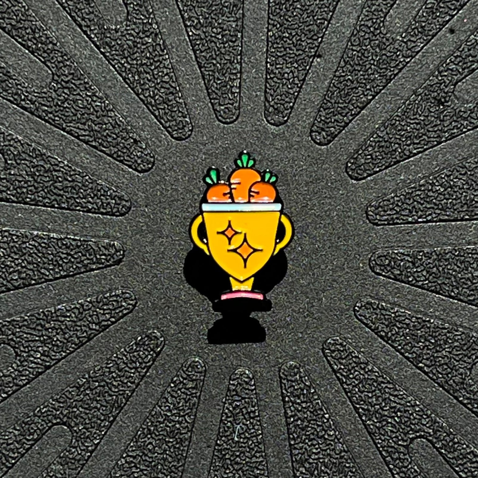 pinsnickety trophy horse show number pin alone on a black background