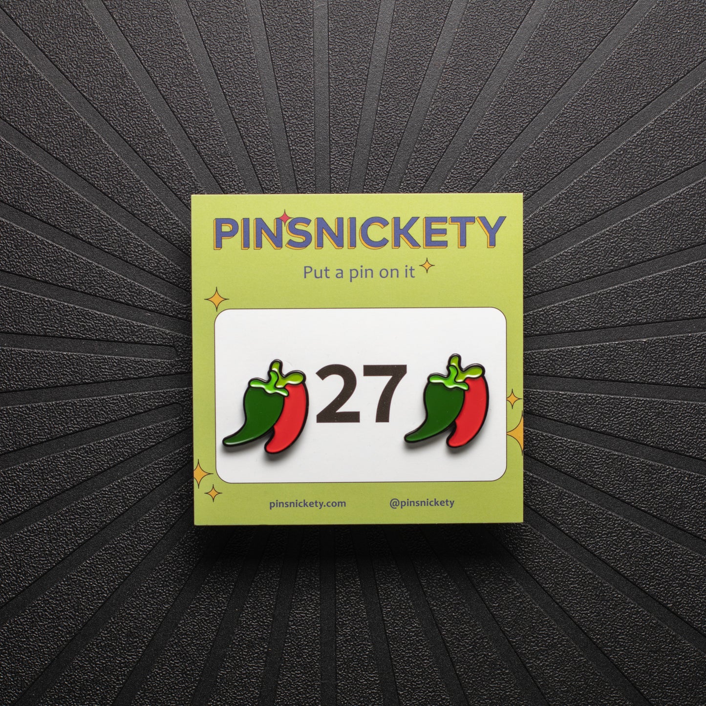pinsnickety chili peppers horse show number pins on their product packaging card