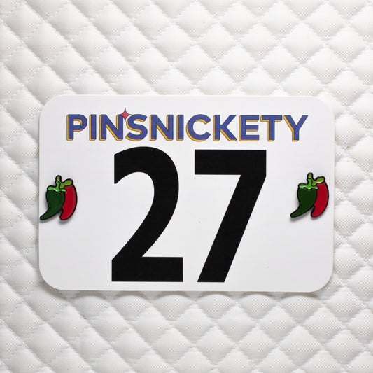 pinsnickety chili peppers horse show number pins on a saddle pad