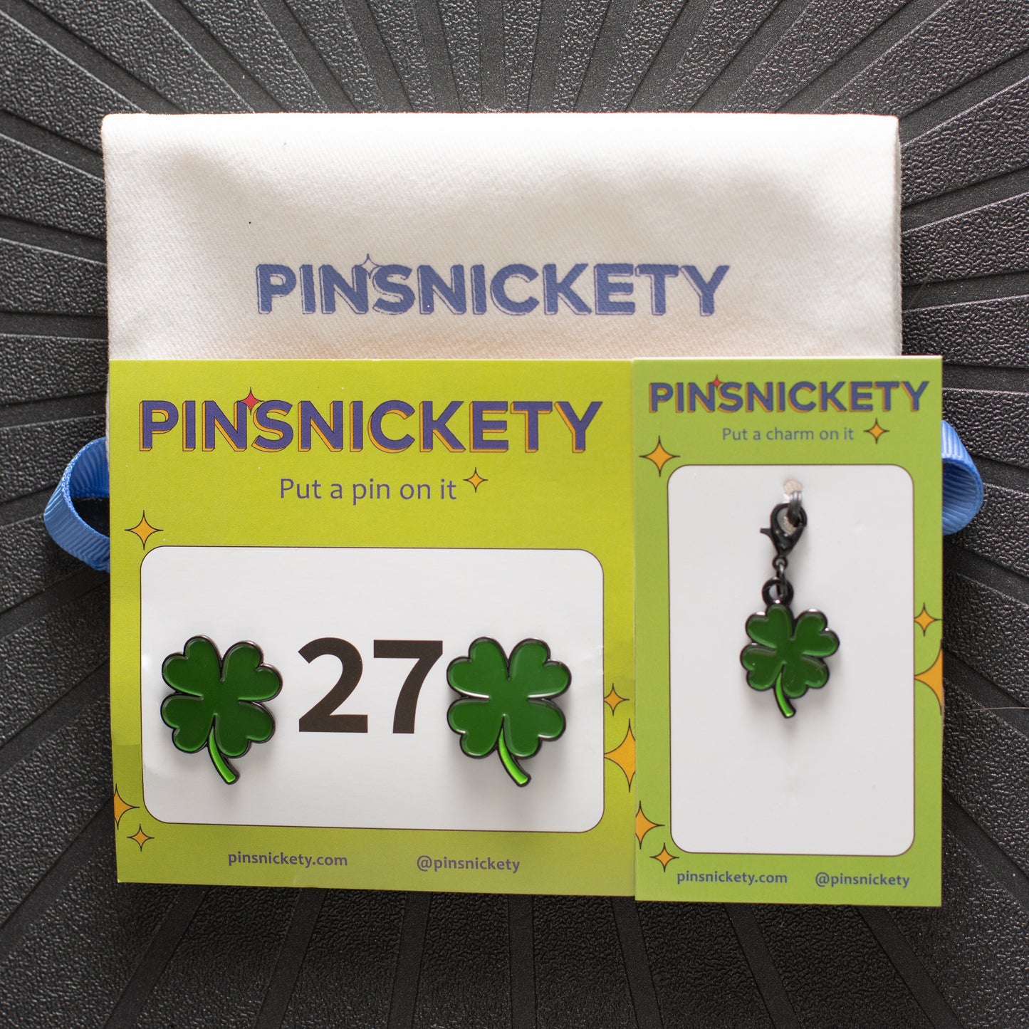 Pinsnickety set of clover horse show number pins and bonnet bridle braid charm