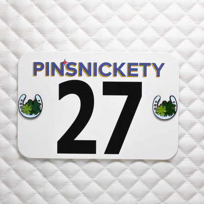 pinsnickety horseshoe horse show number pins on a saddle pad