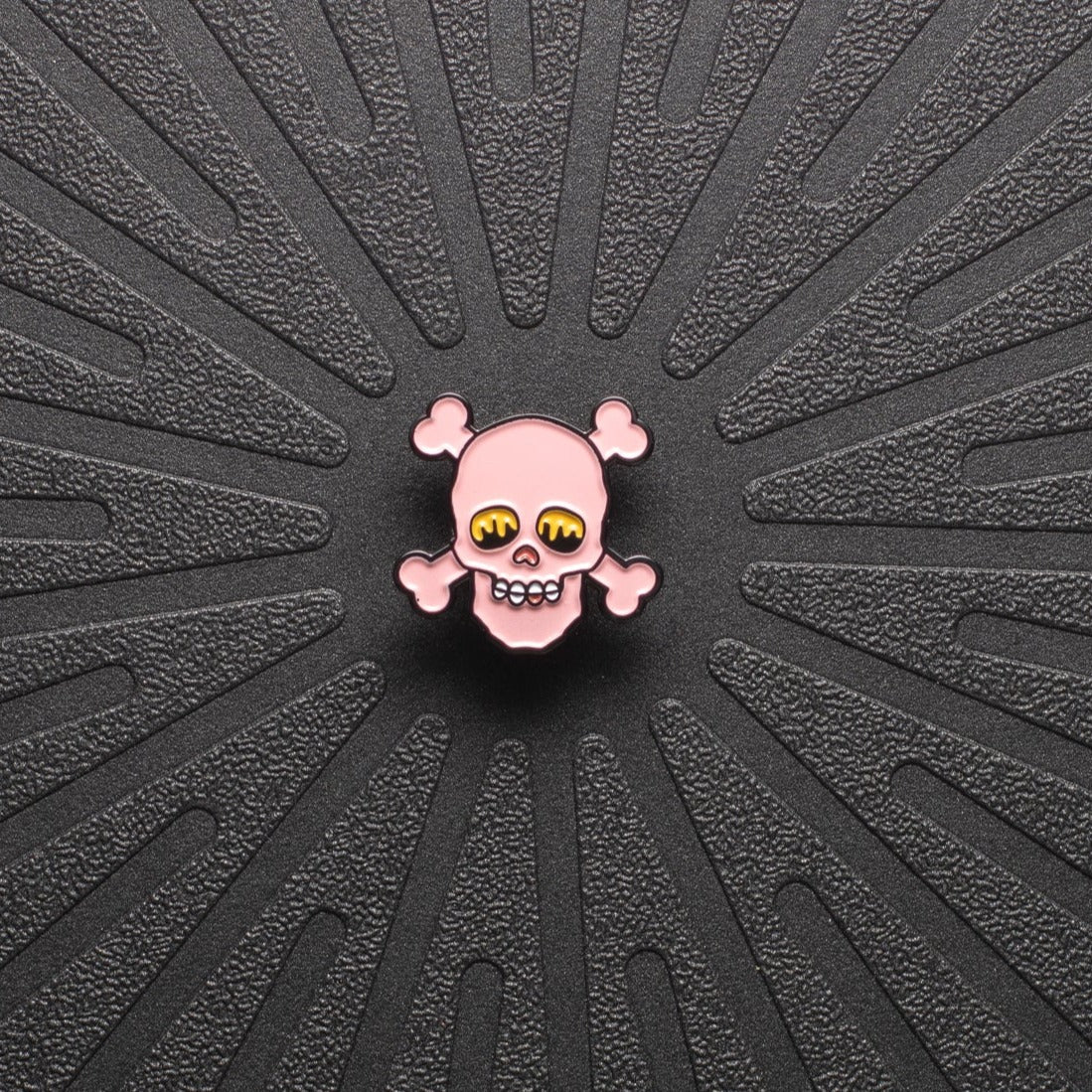 pinsnickety special edition pink skull horse show number pin on a black background