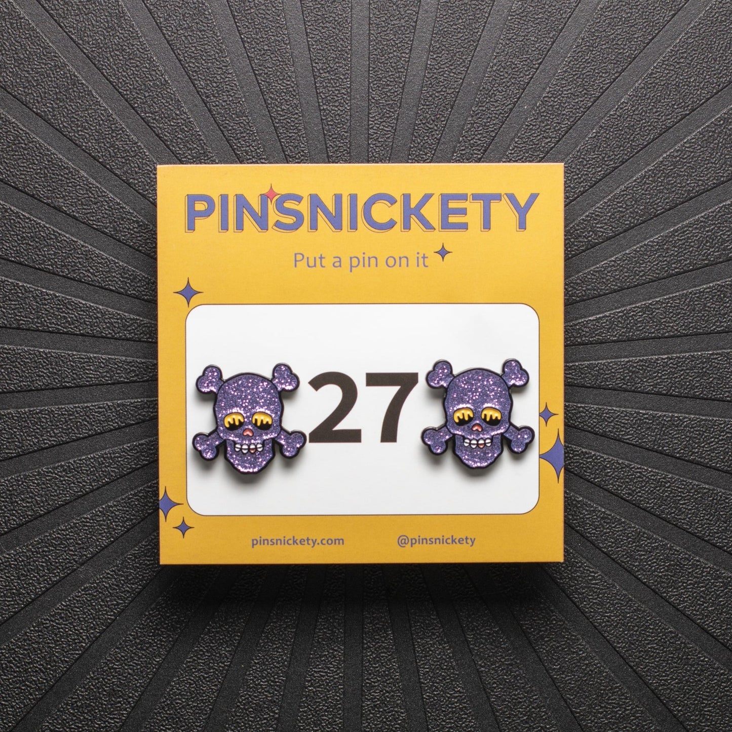 pinsnickety skull horse show number pins on their product packaging card